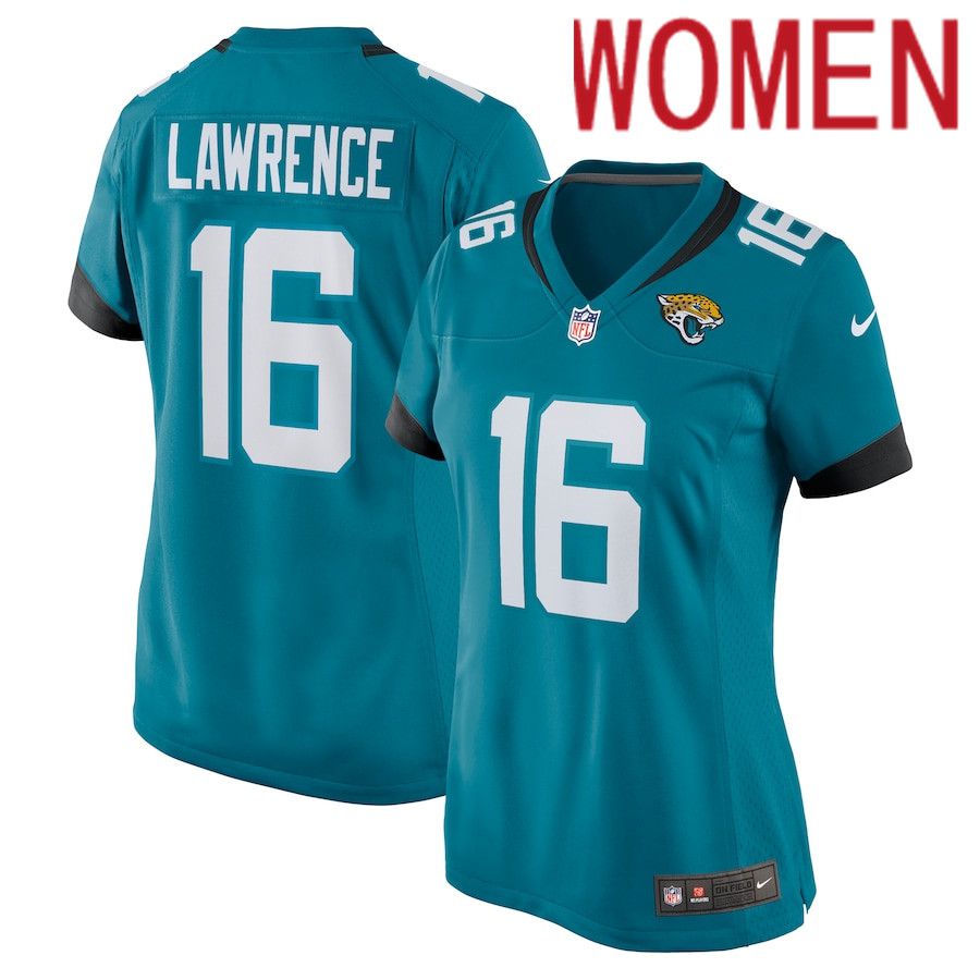 Women Jacksonville Jaguars 16 Trevor Lawrence Nike Teal 2021 Draft First Round Pick Game NFL Jersey
